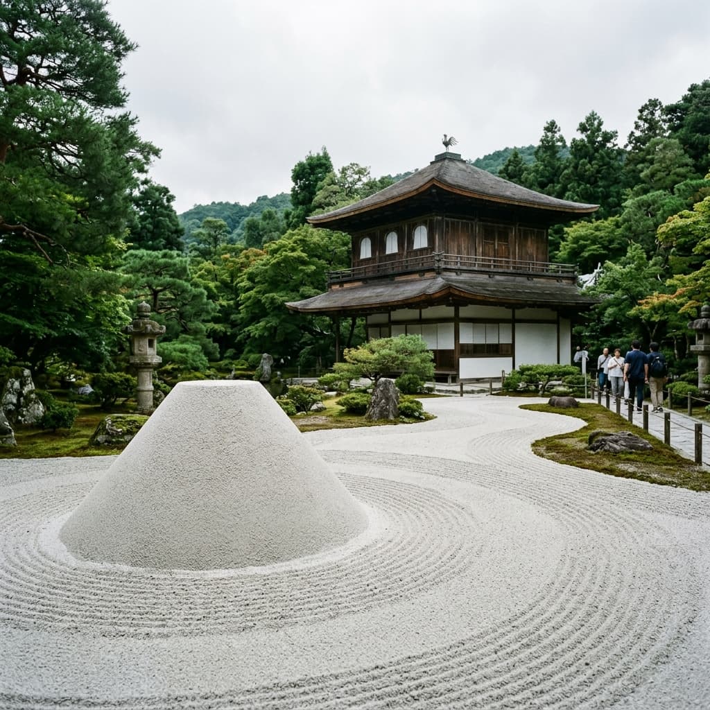 銀閣寺 Ginkaku-ji silver pavilion with the famous sand garden Ginshadan